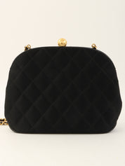 1995 Silk Satin CC Mark Stitch Clasp Chain Bag Black