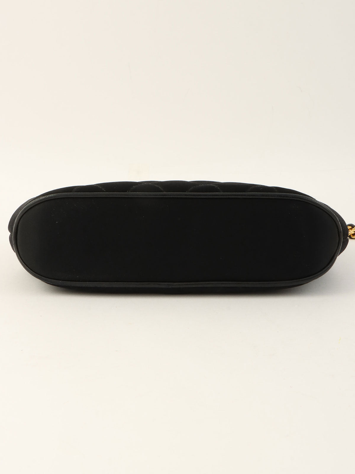 1995 Silk Satin CC Mark Stitch Clasp Chain Bag Black