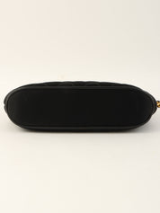 1995 Silk Satin CC Mark Stitch Clasp Chain Bag Black