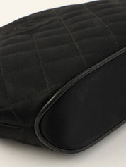 1995 Silk Satin CC Mark Stitch Clasp Chain Bag Black