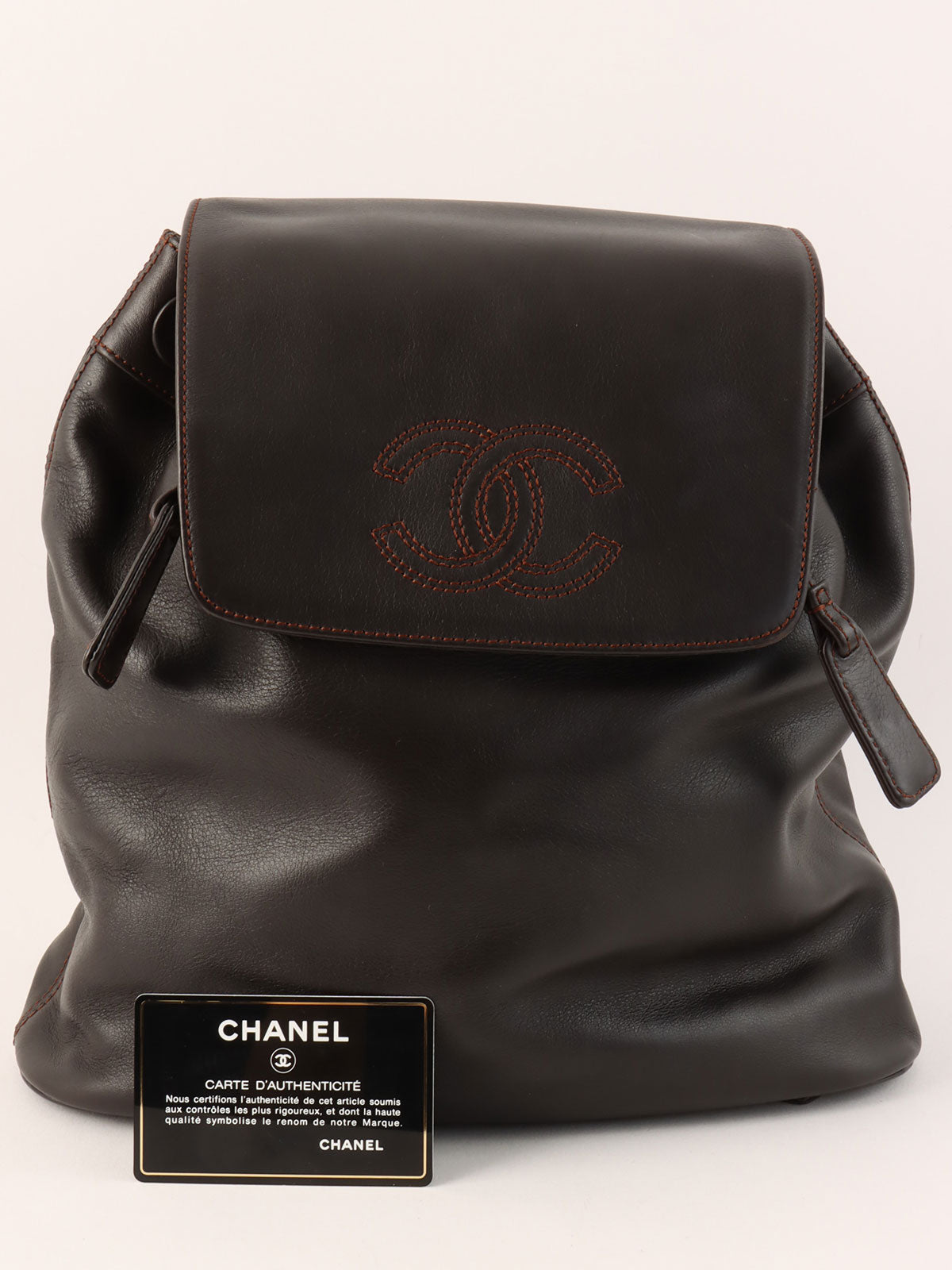 1998 CC Mark Stitch Backpack, Dark Brown