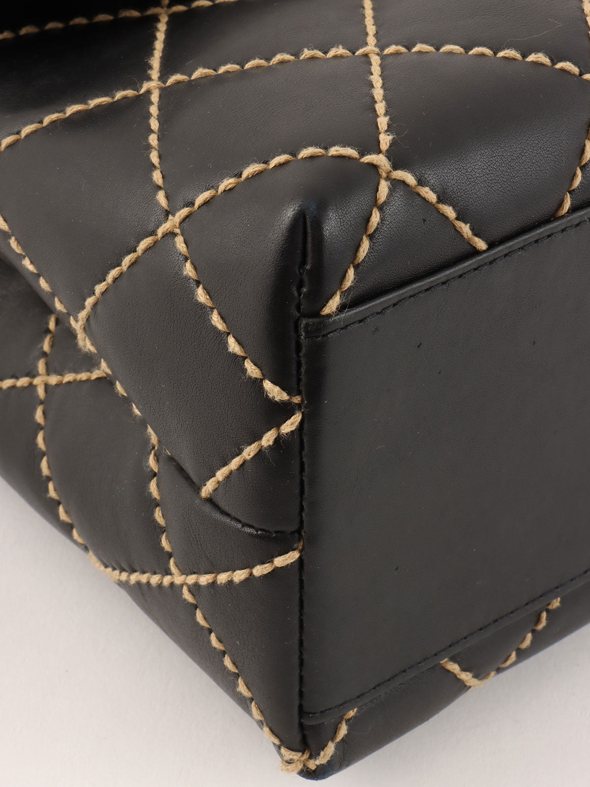 Around 2004 Made Wild Stitch CC Turn-lock  Top Handle Bag Black