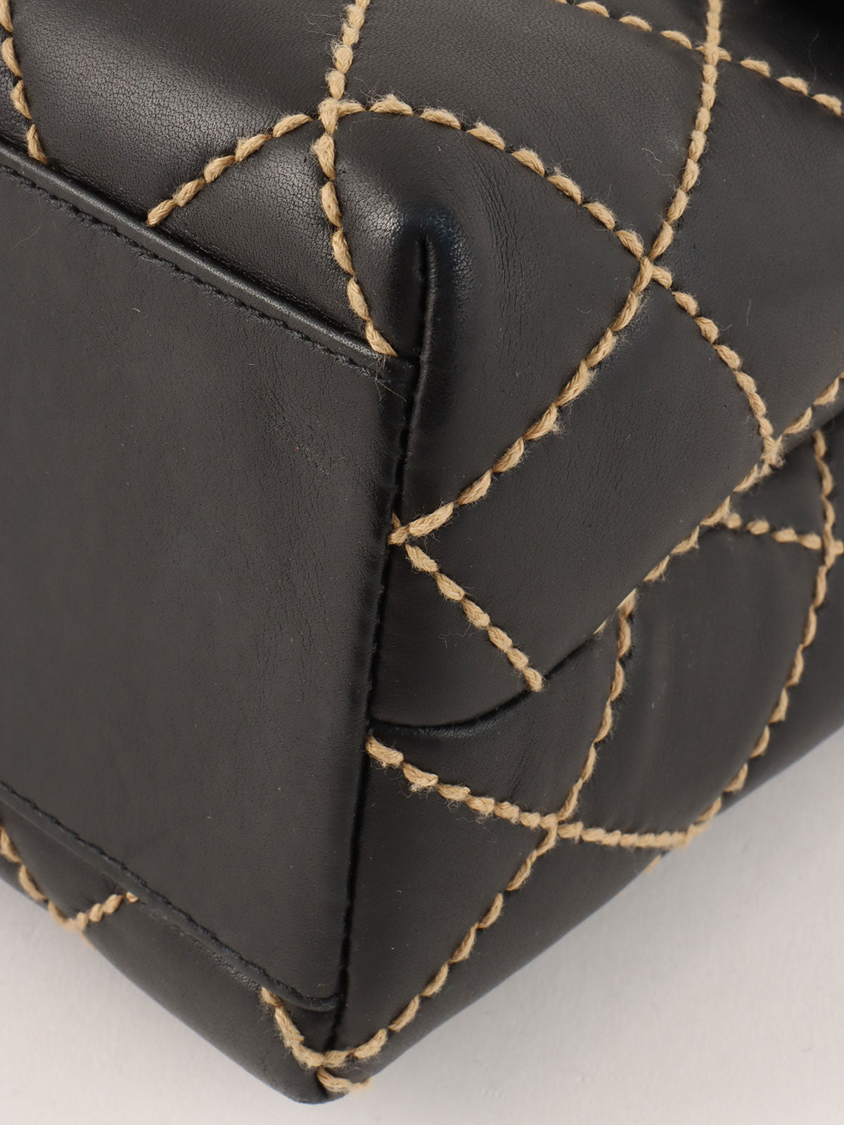 Around 2004 Made Wild Stitch CC Turn-lock  Top Handle Bag Black