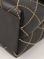 Around 2004 Made Wild Stitch CC Turn-lock  Top Handle Bag Black