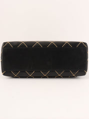 Around 2004 Made Wild Stitch CC Turn-lock  Top Handle Bag Black