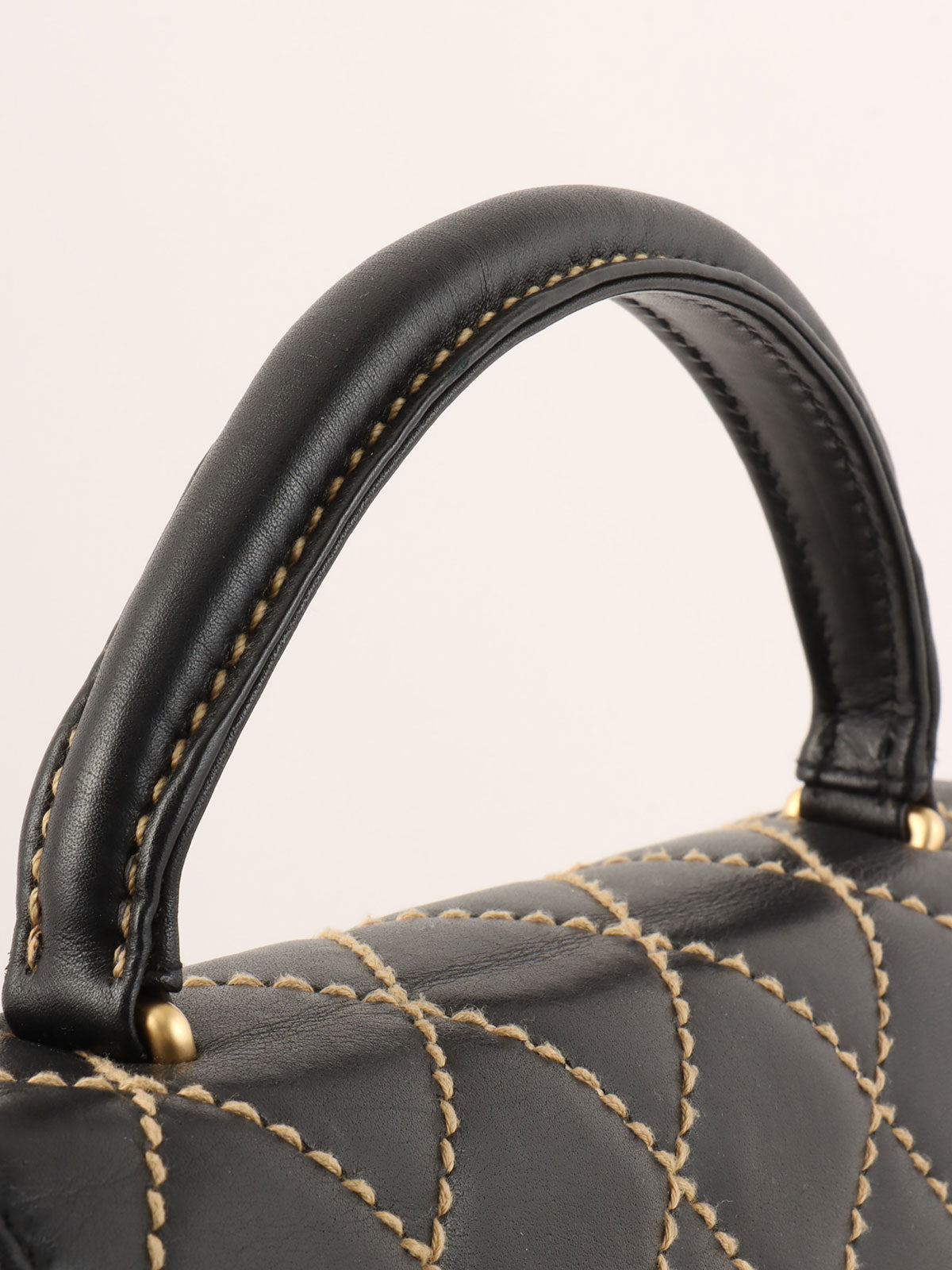 Around 2004 Made Wild Stitch CC Turn-lock  Top Handle Bag Black