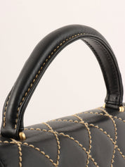 Around 2004 Made Wild Stitch CC Turn-lock  Top Handle Bag Black