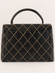 Around 2004 Made Wild Stitch CC Turn-lock  Top Handle Bag Black