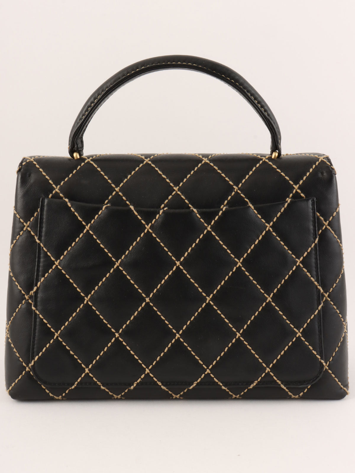 Around 2004 Made Wild Stitch CC Turn-lock  Top Handle Bag Black