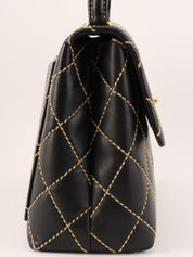 Around 2004 Made Wild Stitch CC Turn-lock  Top Handle Bag Black