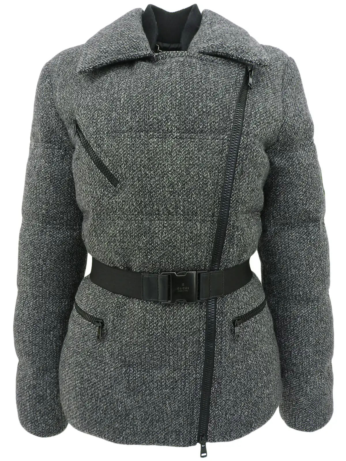Logo Zip Down Jacket Gray