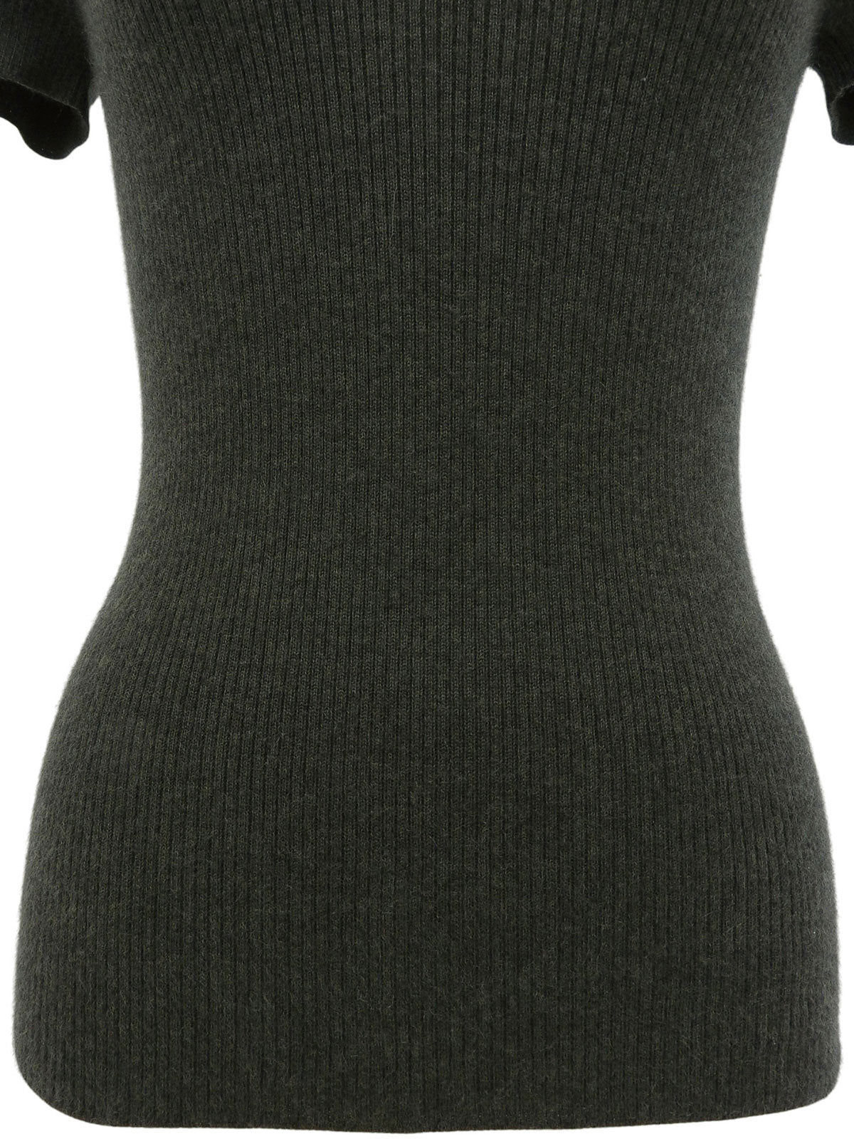 Cashmere CC mark button short sleeve knit in khaki gray