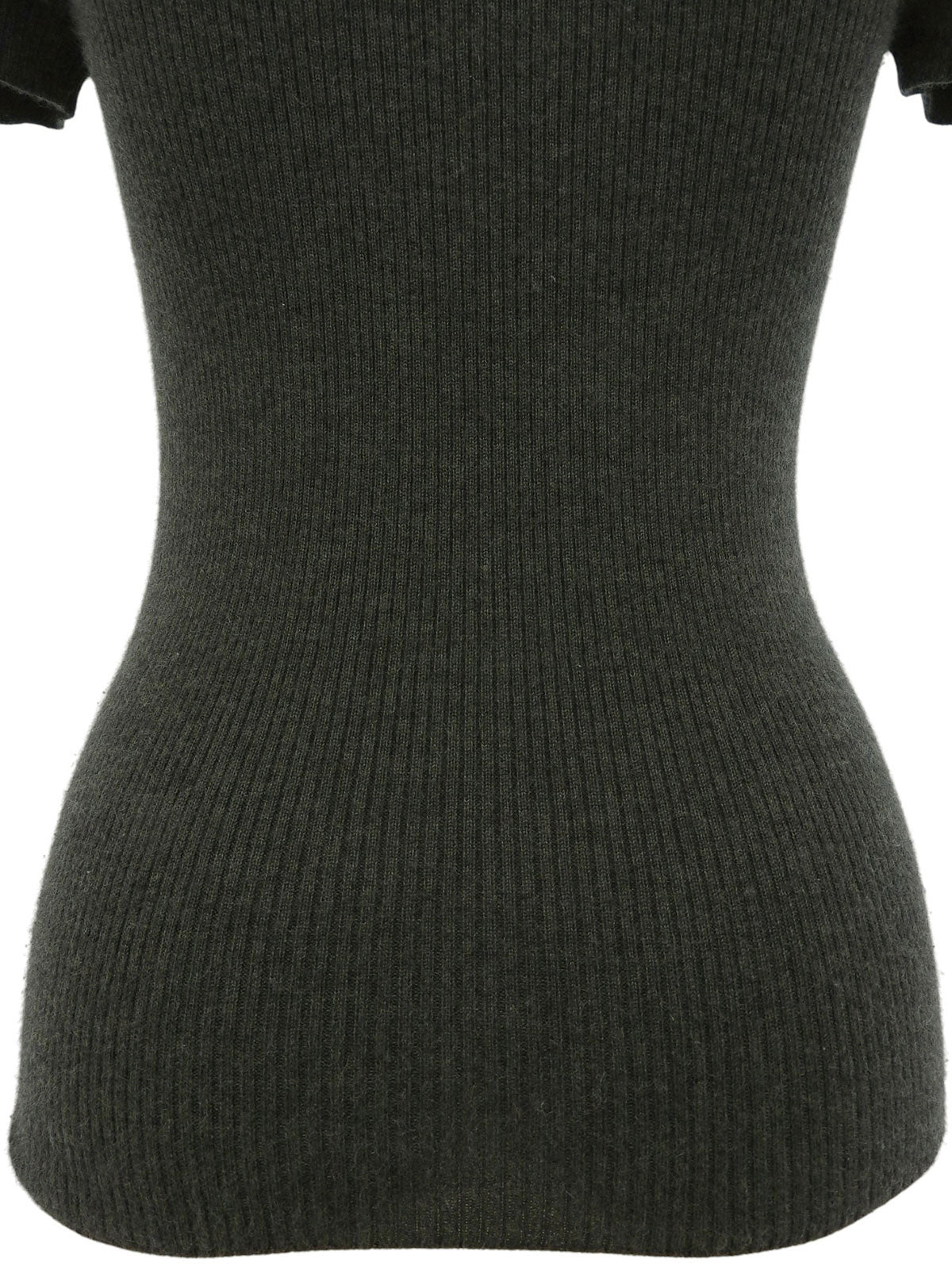 Cashmere CC mark button short sleeve knit in khaki gray