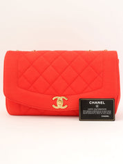 2014年頃製 コットンダイアナフラップチェーンショルダーバッグ レッド