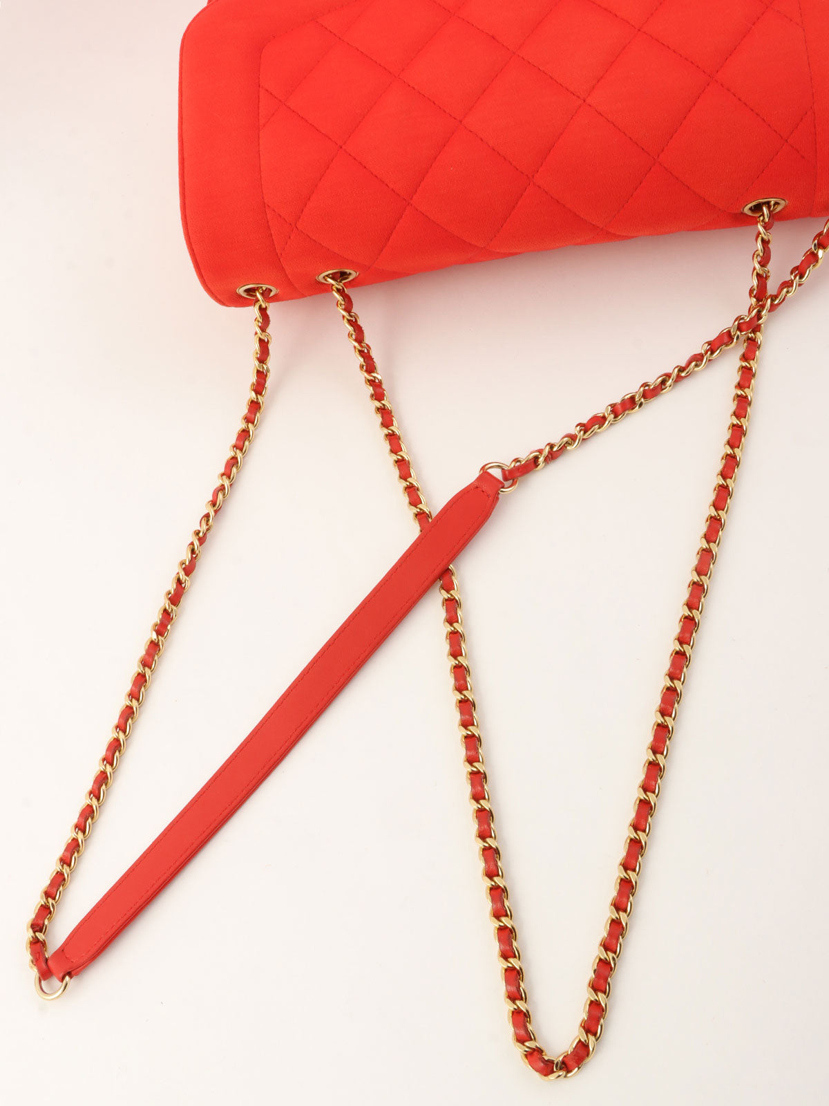 2014年頃製 コットンダイアナフラップチェーンショルダーバッグ レッド