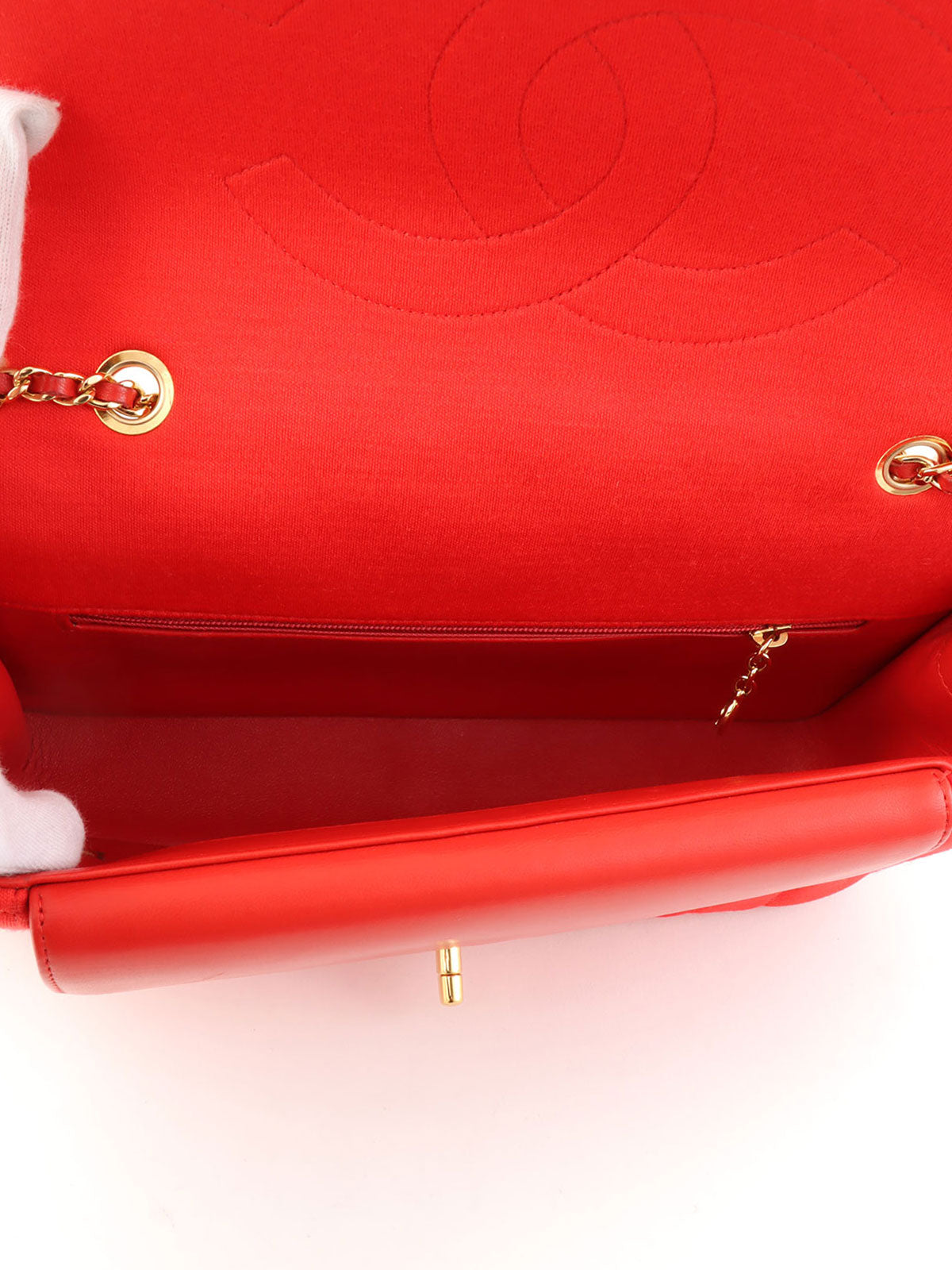 2014款棉质戴安娜翻盖链条单肩包，红色