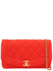 2014年頃製 コットンダイアナフラップチェーンショルダーバッグ レッド