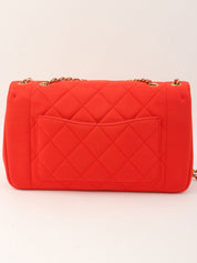 2014年頃製 コットンダイアナフラップチェーンショルダーバッグ レッド