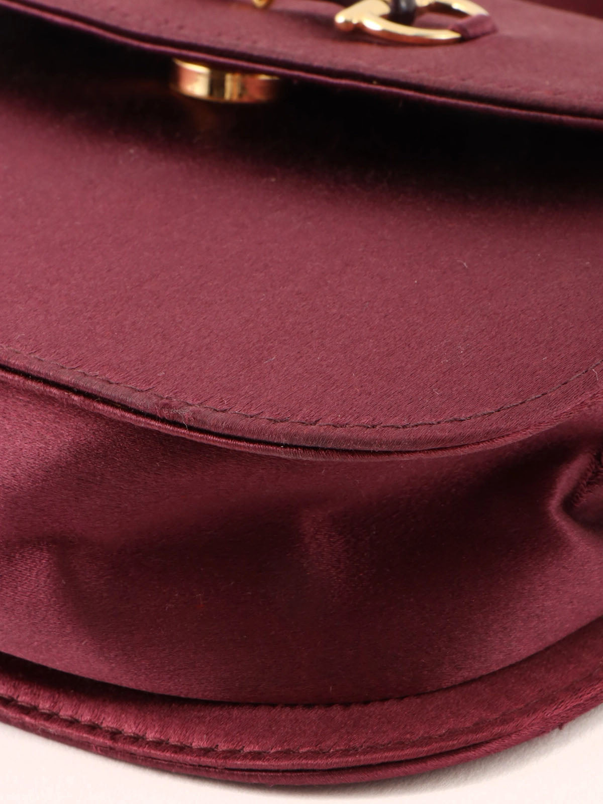 サテンホースビットプレートミニ2wayバッグ　ワインレッド