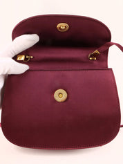 サテンホースビットプレートミニ2wayバッグ　ワインレッド