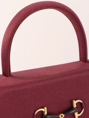 サテンホースビットプレートミニ2wayバッグ　ワインレッド