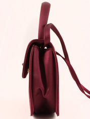 サテンホースビットプレートミニ2wayバッグ　ワインレッド