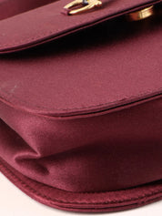 サテンホースビットプレートミニ2wayバッグ　ワインレッド