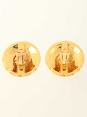 1988 Round Matelasse Stitch CC Mark Earrings in Gold