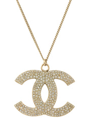 2008年製 ラインストーンCCマークプレートネックレス ゴールド