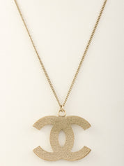 2008年製 ラインストーンCCマークプレートネックレス ゴールド