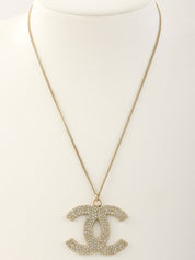 2008年製 ラインストーンCCマークプレートネックレス ゴールド