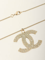 2008年製 ラインストーンCCマークプレートネックレス ゴールド