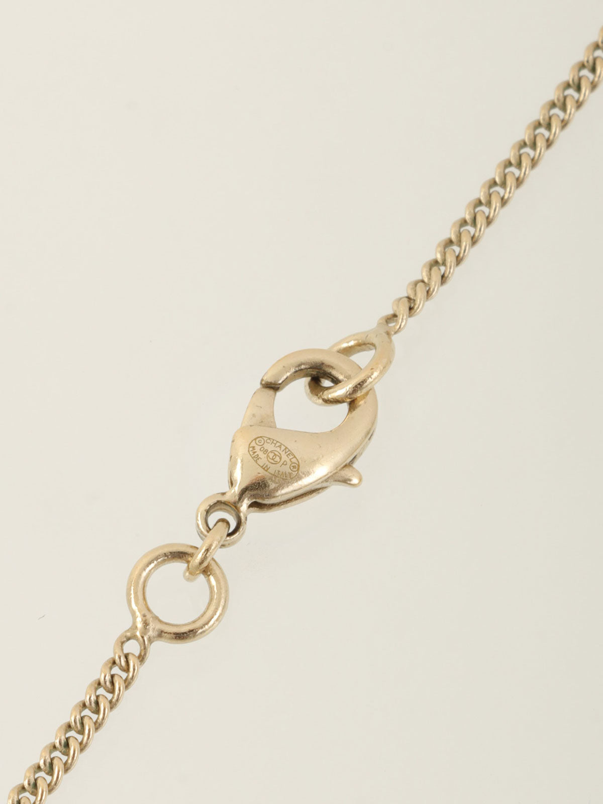 2008年製 ラインストーンCCマークプレートネックレス ゴールド