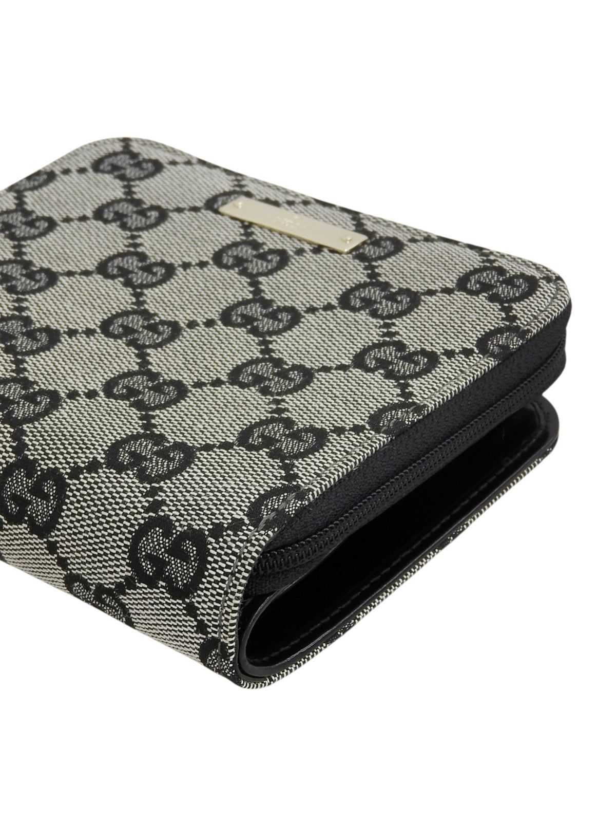 キャンバスGGパターンロゴプレートウォレット　グレー／ブラック