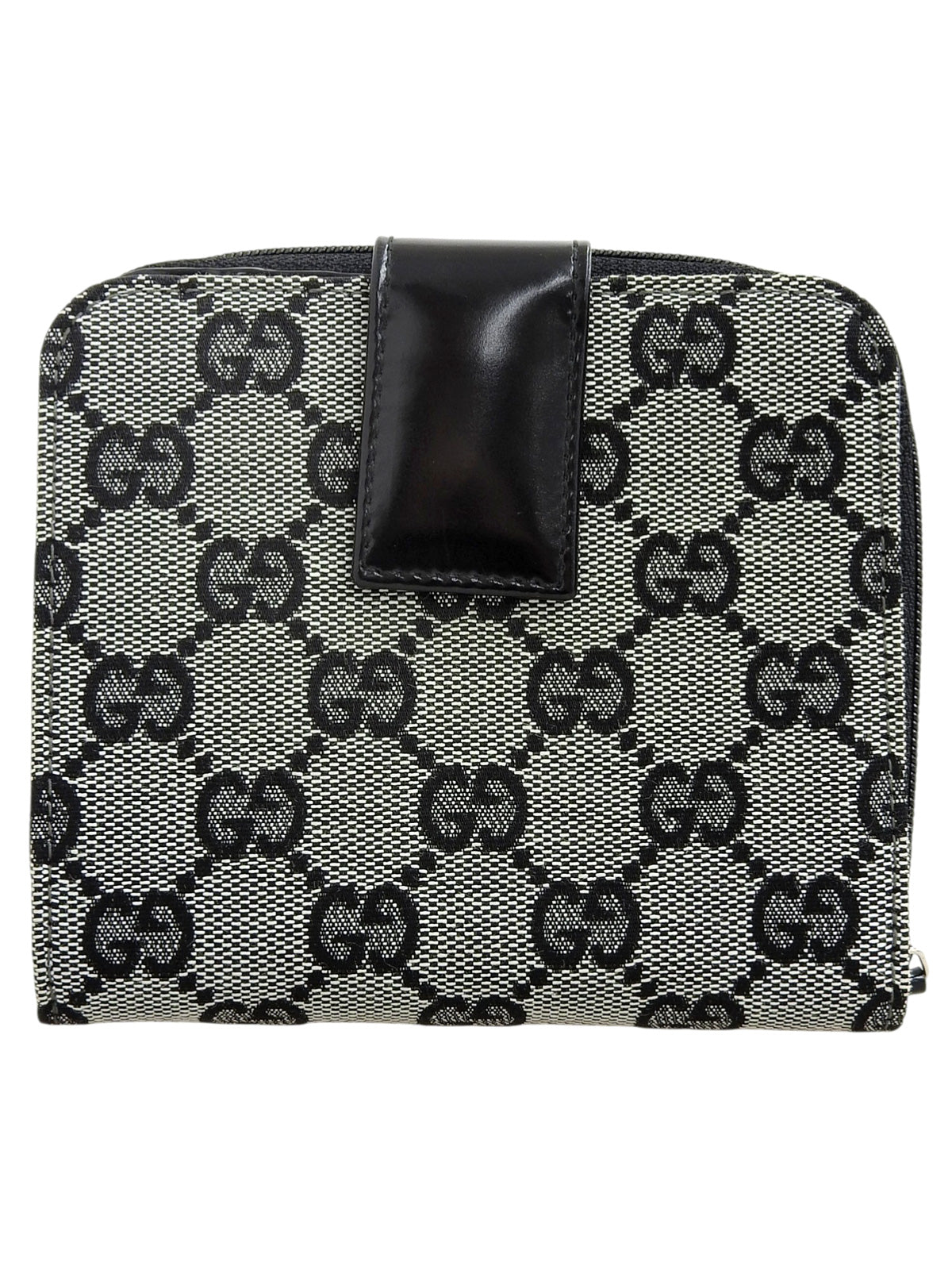 キャンバスGGパターンロゴプレートウォレット　グレー／ブラック