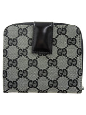 キャンバスGGパターンロゴプレートウォレット　グレー／ブラック