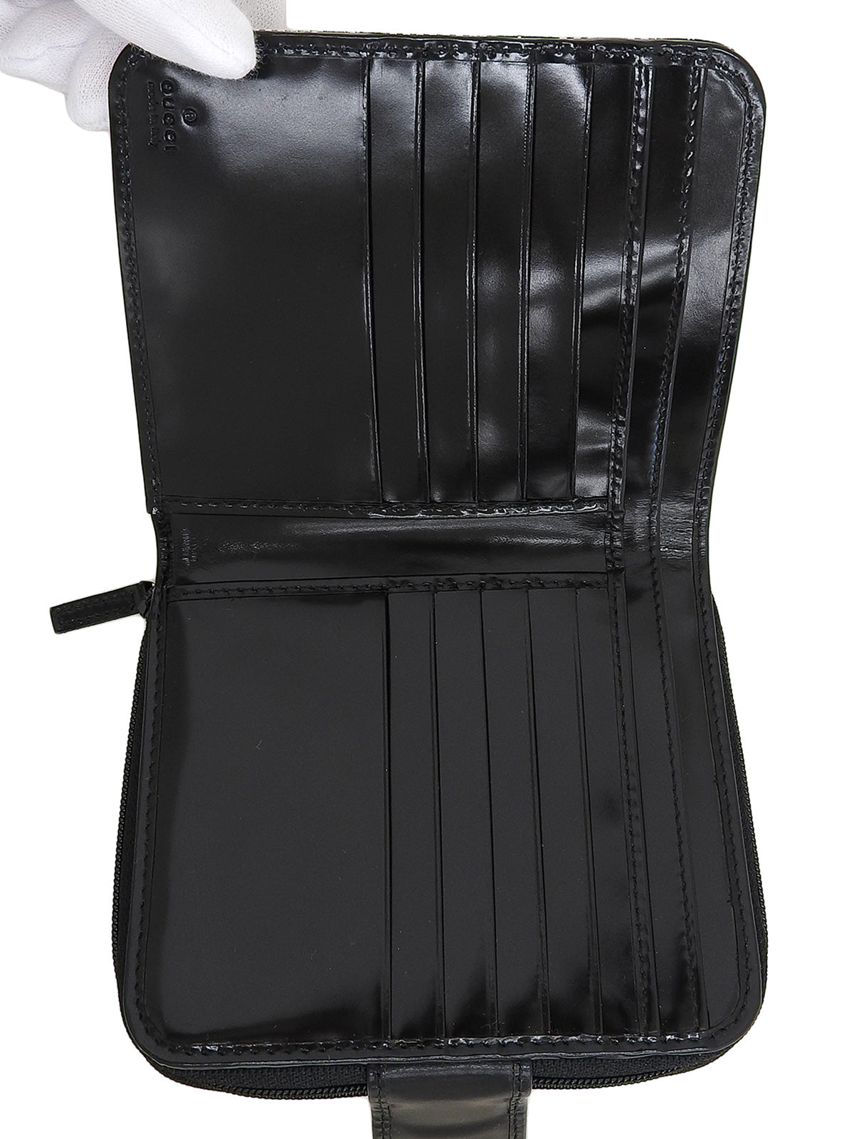 キャンバスGGパターンロゴプレートウォレット　グレー／ブラック