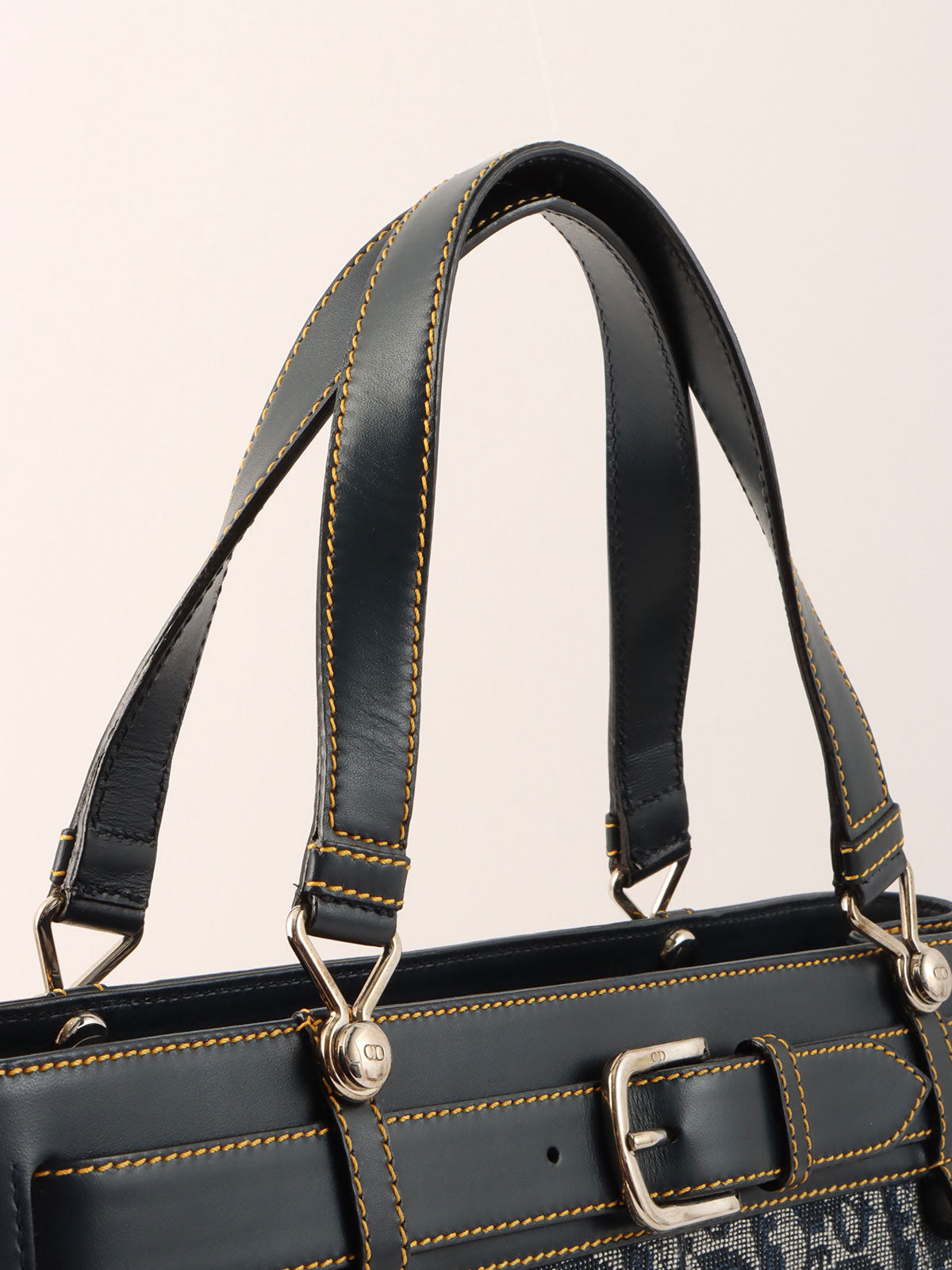 トロッターパターンハンドバッグ ネイビー