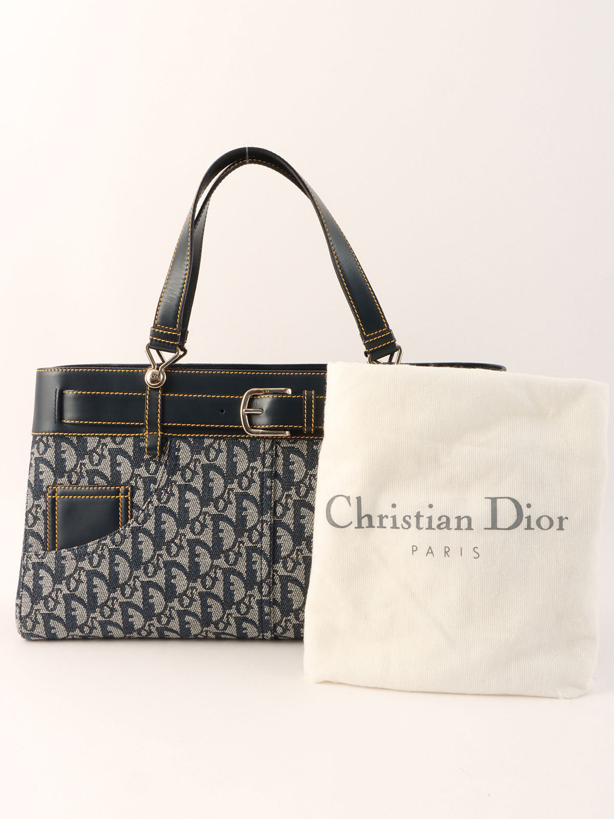 トロッターパターンハンドバッグ ネイビー