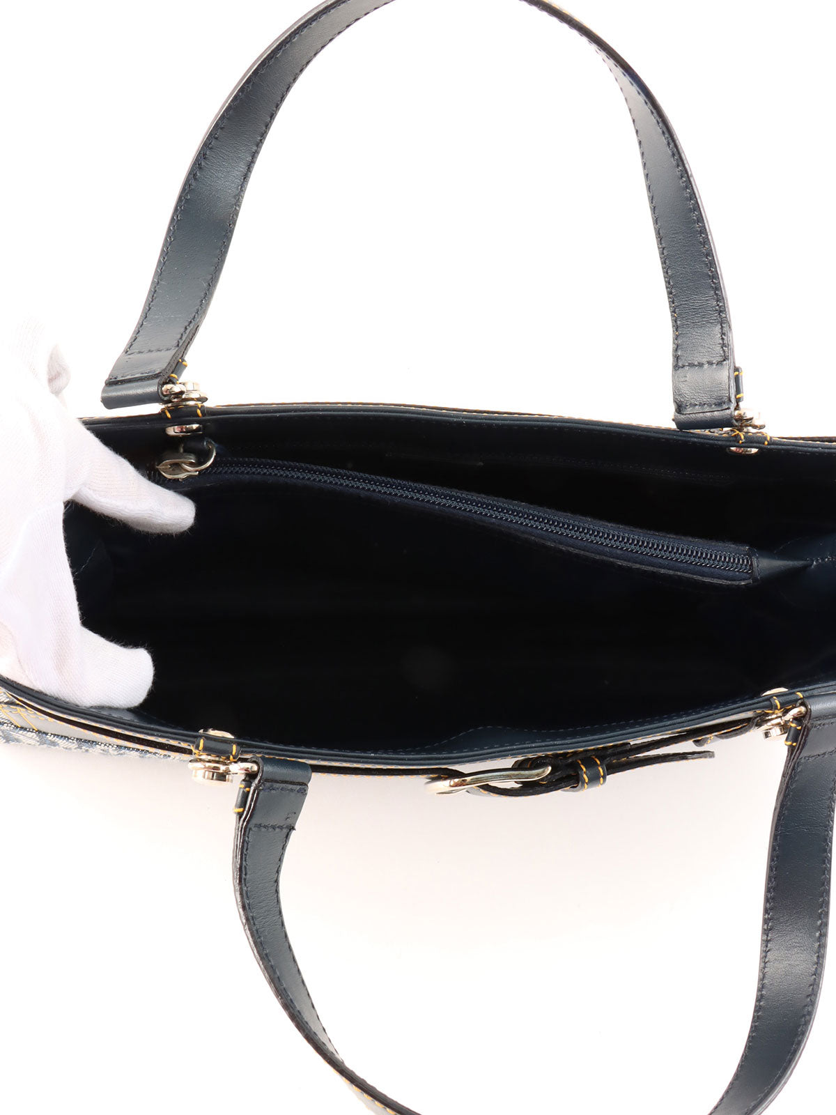 トロッターパターンハンドバッグ ネイビー