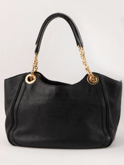 Gancini Plate Chain Shoulder Bag in Black