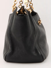 Gancini Plate Chain Shoulder Bag in Black