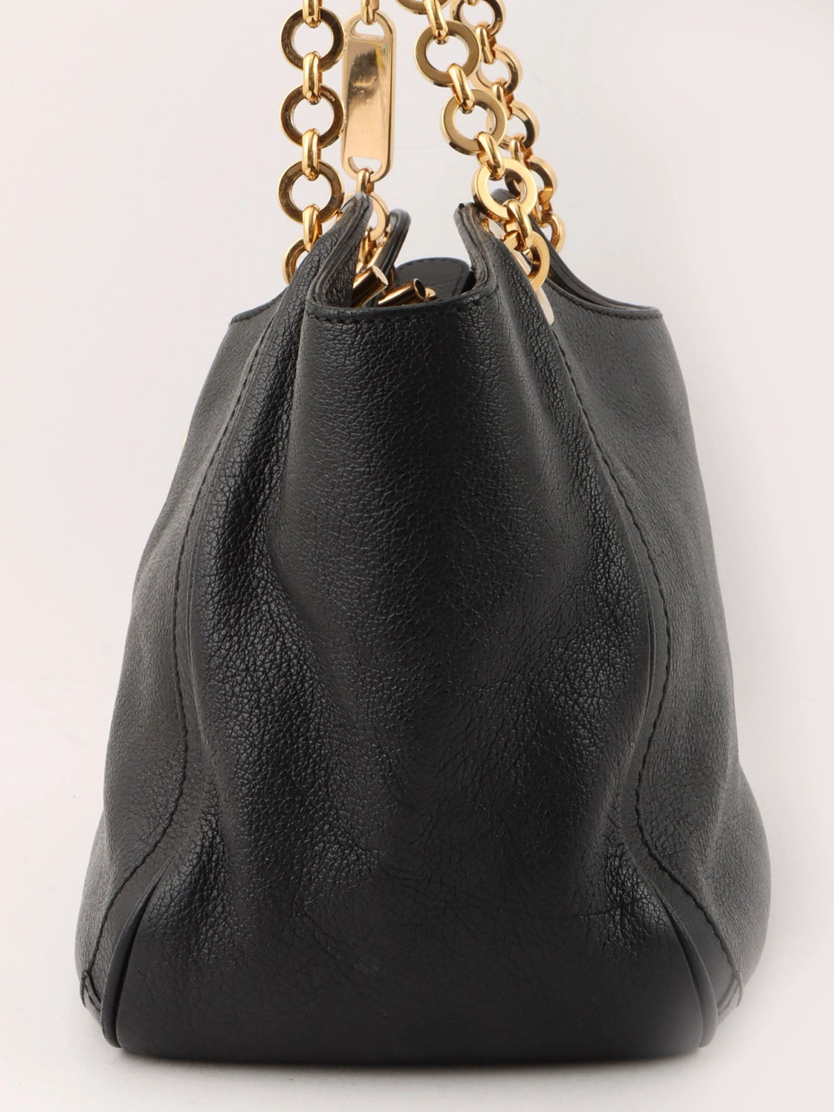 ガンチーニプレートチェーンショルダーバッグ ブラック