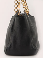 Gancini Plate Chain Shoulder Bag in Black