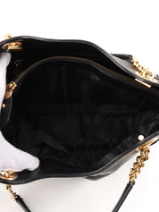 Gancini Plate Chain Shoulder Bag in Black
