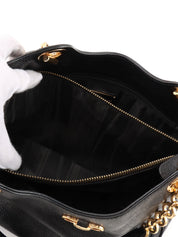 Gancini Plate Chain Shoulder Bag in Black