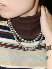 925 Double Hardware Ball Necklace Silver