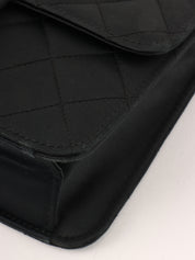 1985～1990年頃製 シルクサテンCCマークプレートチェーンバッグ ブラック