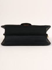 1985-1990 Silk Satin CC Mark Plate Chain Bag in Black