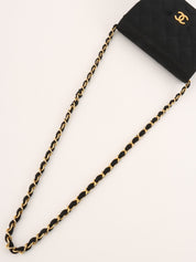 1985～1990年頃製 シルクサテンCCマークプレートチェーンバッグ ブラック